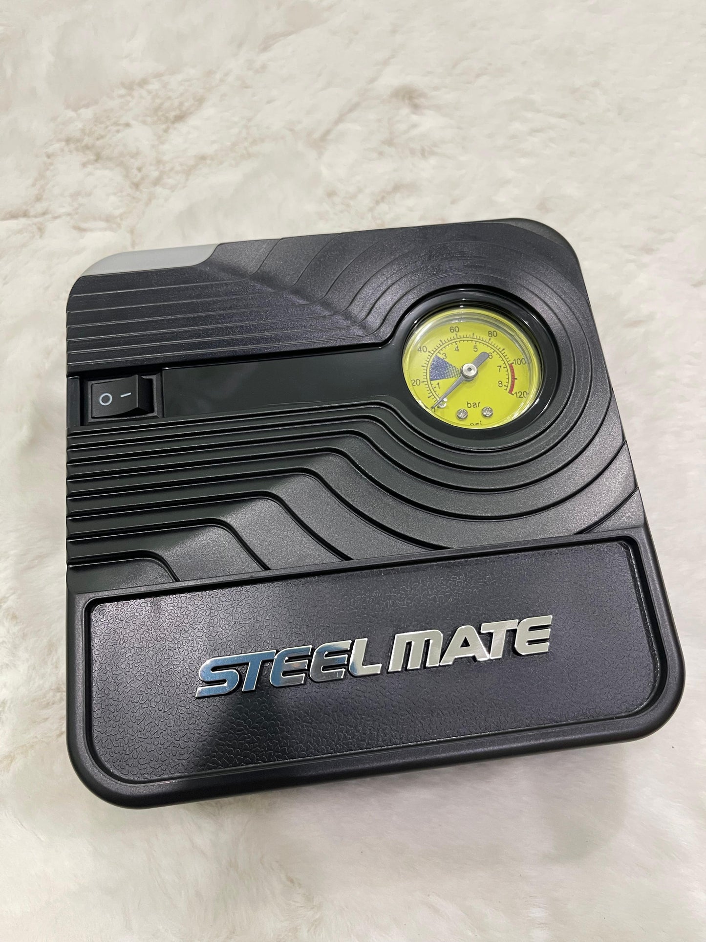 Steelmate PO3 Portable Tire Inflator – 12V Car Air Compressor Pump with Analog Pressure Gauge