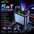 Gear Glow Autos 5 in 1 fast car charger PD 30W USB Type-C Lightning cable RGB light