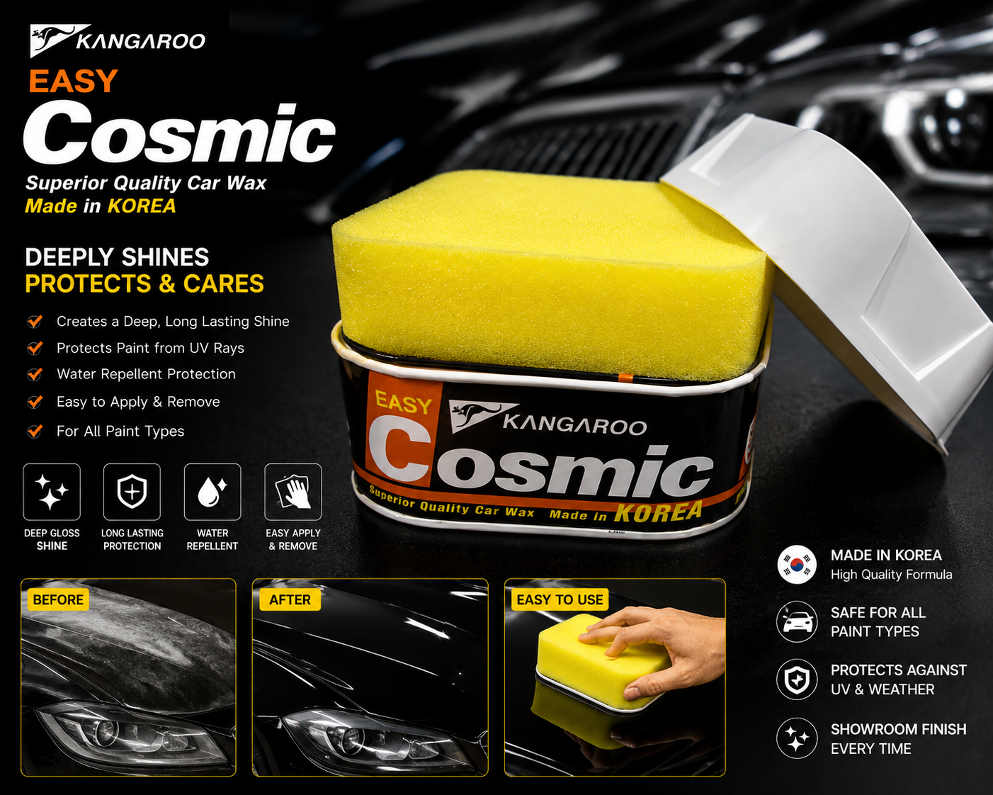 Kangaroo Cosmic Car Polish Korean Body Wax for Deep Shine