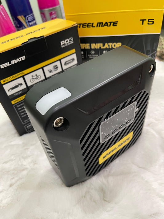 STEELMATE T5 Portable Car Air Compressor Pump 12V DC – Digital Tire Inflator with Pressure Gauge