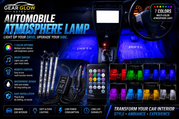 Car Atmosphere Lights – 4 Pcs Remote Control Interior LED Lamp