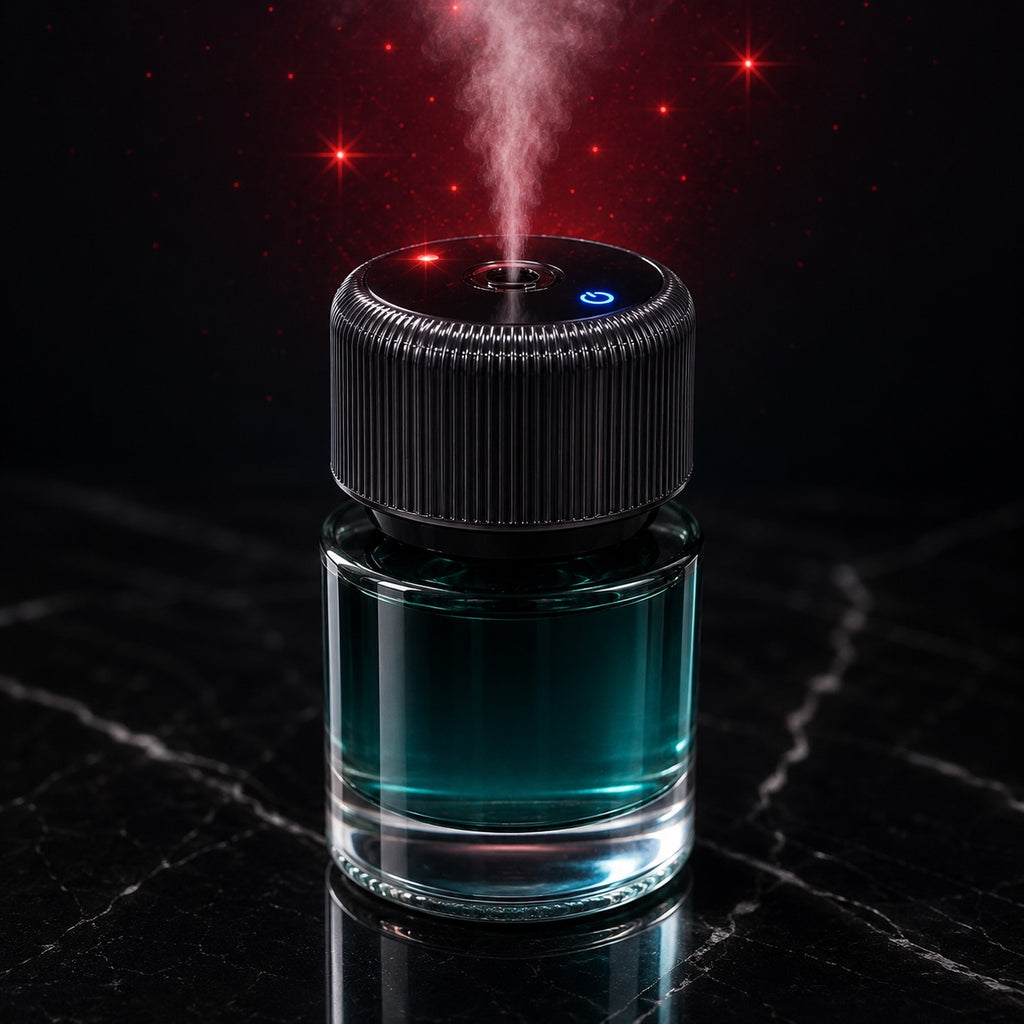 Rechargeable starry sky car fragrance diffuser producing fine mist