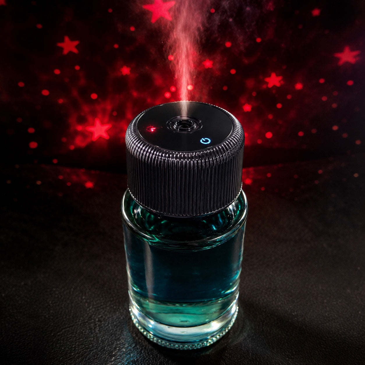 Car fragrance diffuser with red star and galaxy light projection